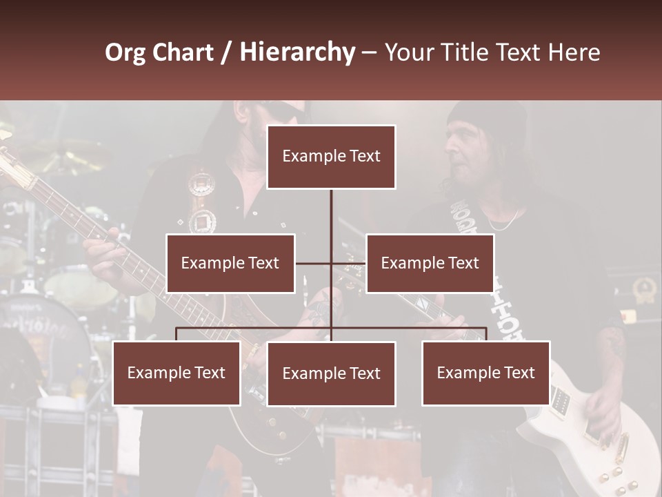 Two Men Are Playing Guitars On Stage PowerPoint Template