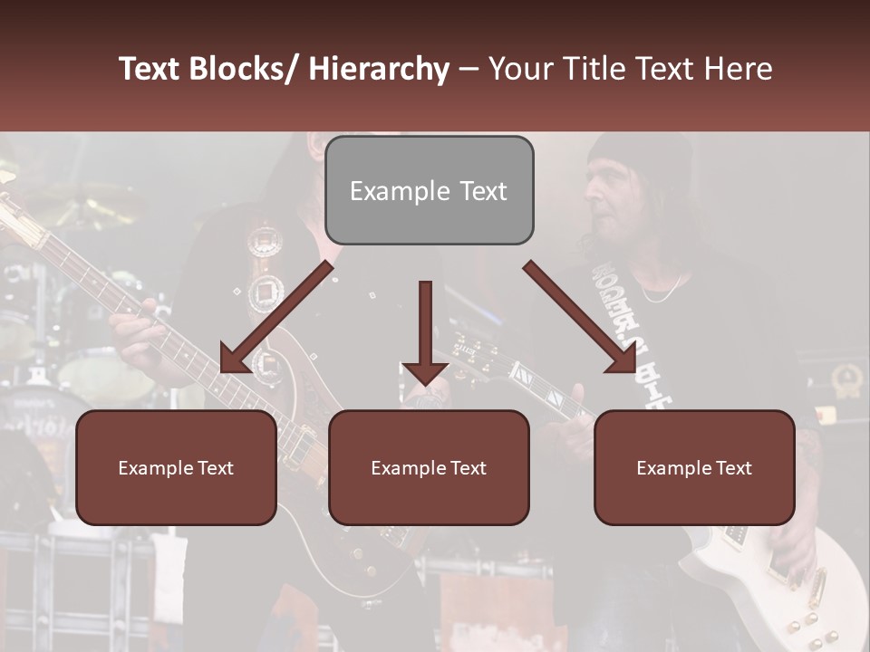 Two Men Are Playing Guitars On Stage PowerPoint Template
