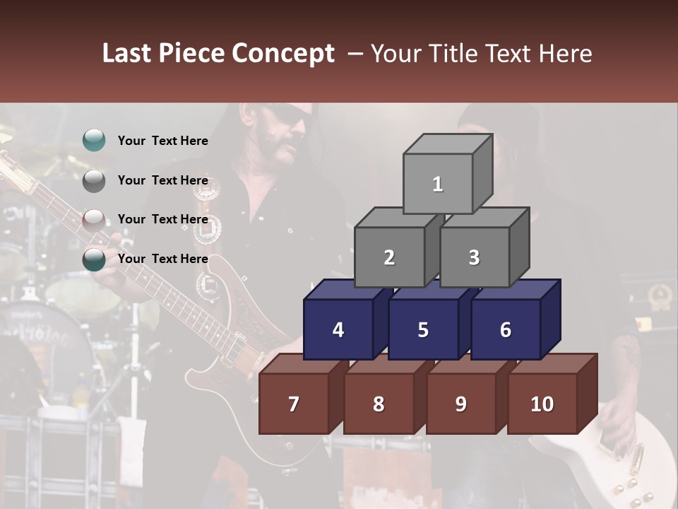 Two Men Are Playing Guitars On Stage PowerPoint Template