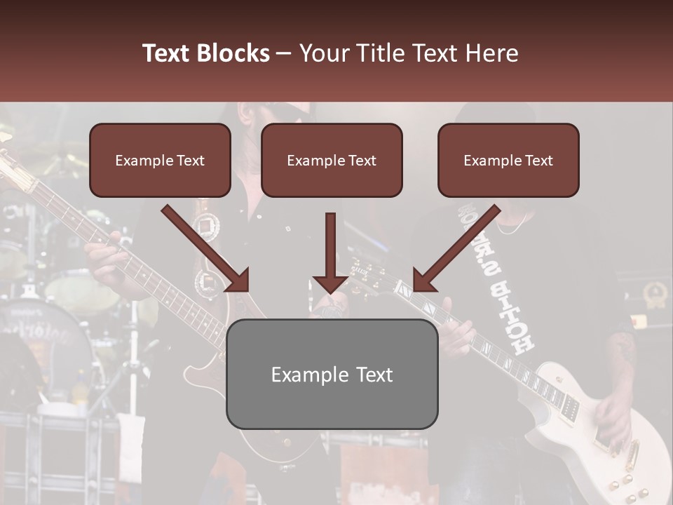 Two Men Are Playing Guitars On Stage PowerPoint Template