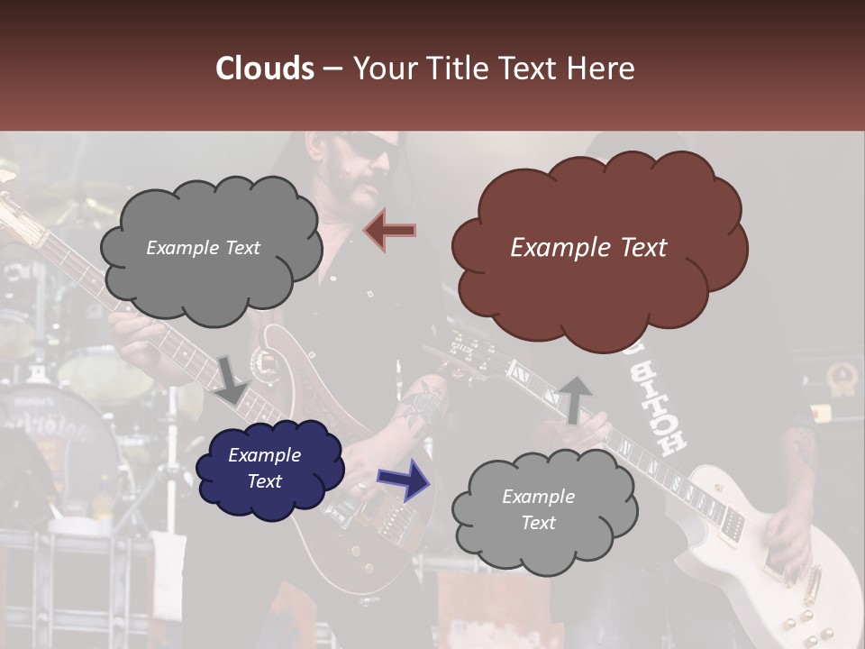 Two Men Are Playing Guitars On Stage PowerPoint Template