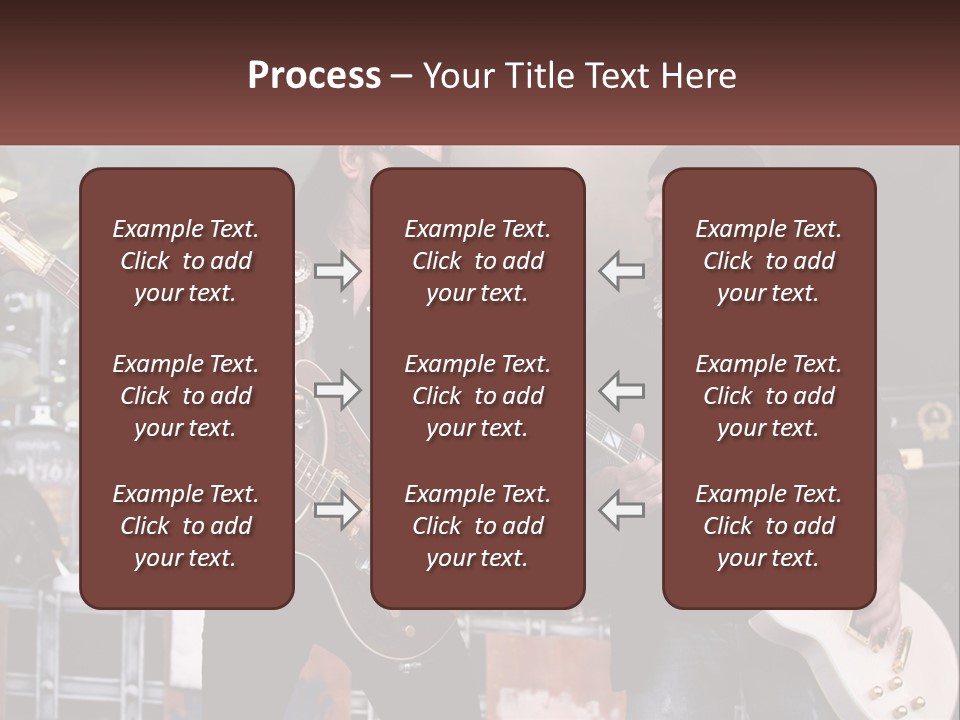 Two Men Are Playing Guitars On Stage PowerPoint Template