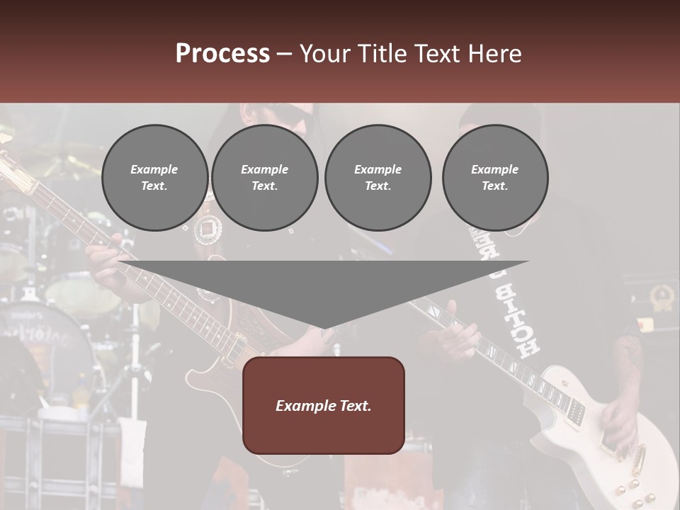 Two Men Are Playing Guitars On Stage PowerPoint Template