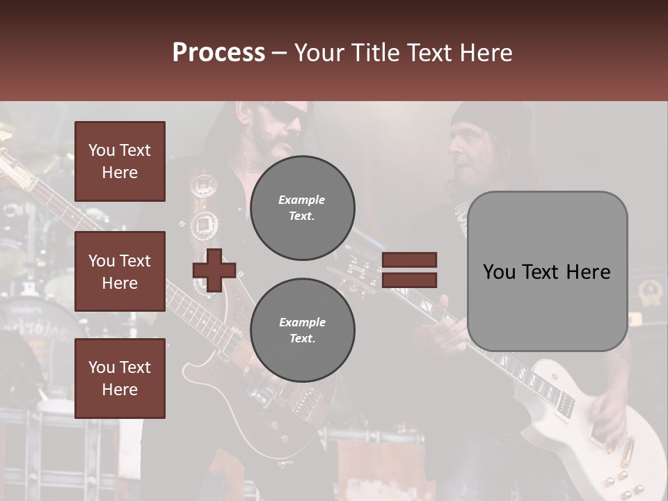 Two Men Are Playing Guitars On Stage PowerPoint Template