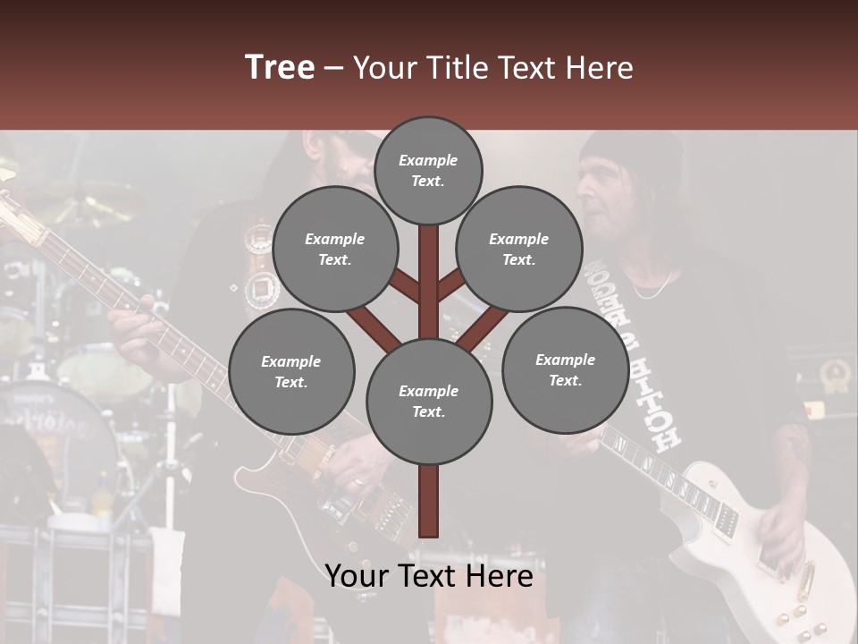 Two Men Are Playing Guitars On Stage PowerPoint Template