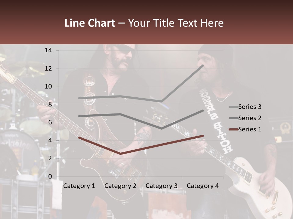 Two Men Are Playing Guitars On Stage PowerPoint Template