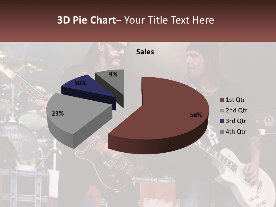 Two Men Are Playing Guitars On Stage PowerPoint Template