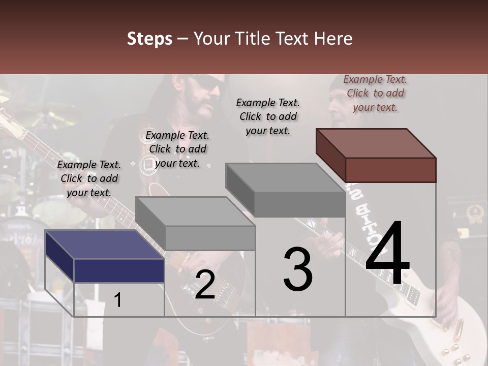 Two Men Are Playing Guitars On Stage PowerPoint Template