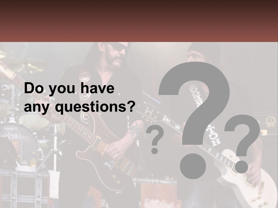 Two Men Are Playing Guitars On Stage PowerPoint Template