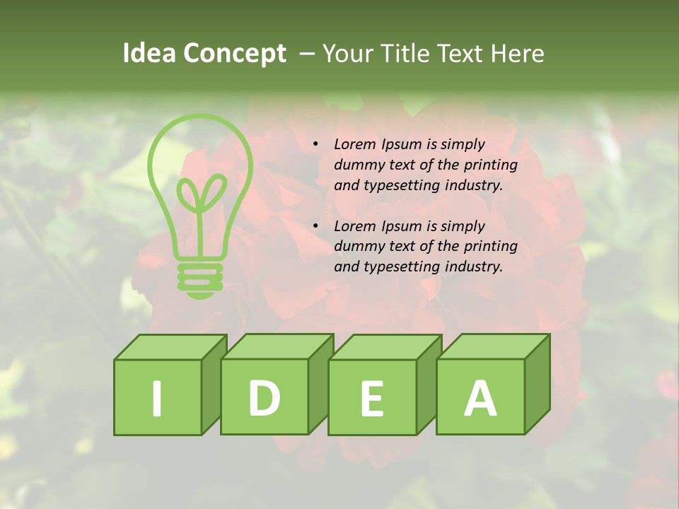 Red Hanging Geranium PowerPoint Template