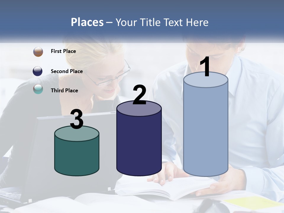 A Man And Woman Looking At A Laptop Screen PowerPoint Template