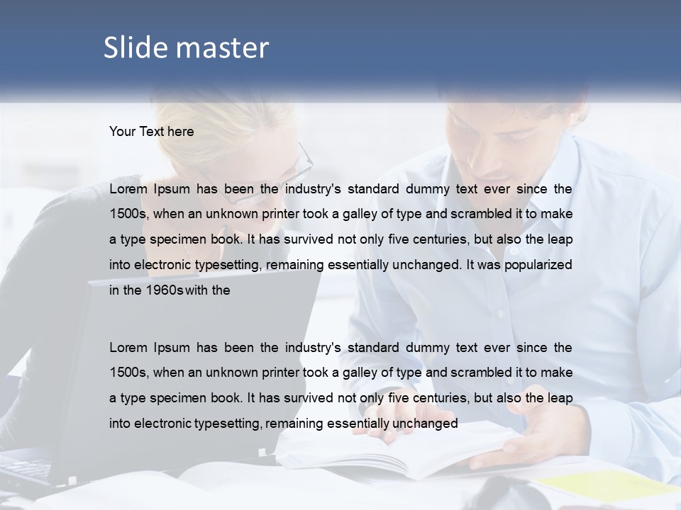 A Man And Woman Looking At A Laptop Screen PowerPoint Template