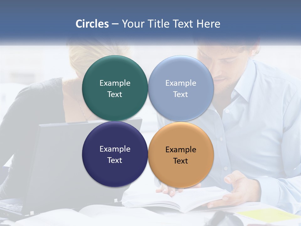 A Man And Woman Looking At A Laptop Screen PowerPoint Template