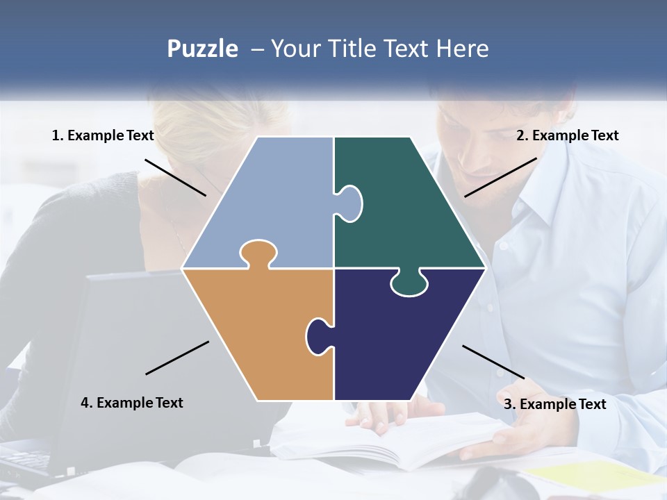 A Man And Woman Looking At A Laptop Screen PowerPoint Template