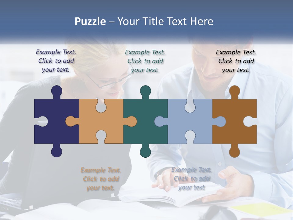 A Man And Woman Looking At A Laptop Screen PowerPoint Template