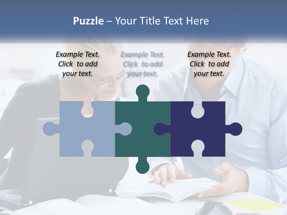 A Man And Woman Looking At A Laptop Screen PowerPoint Template