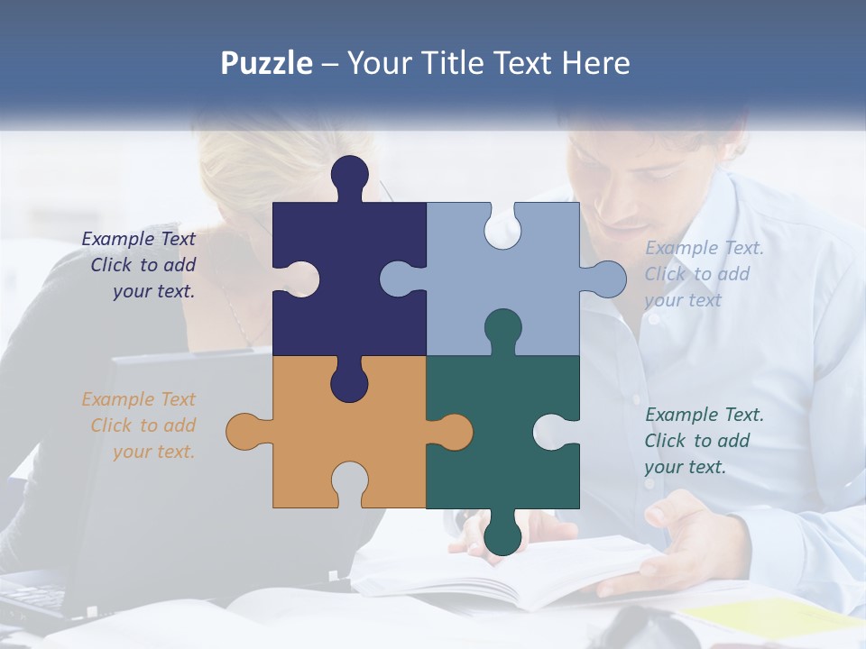 A Man And Woman Looking At A Laptop Screen PowerPoint Template