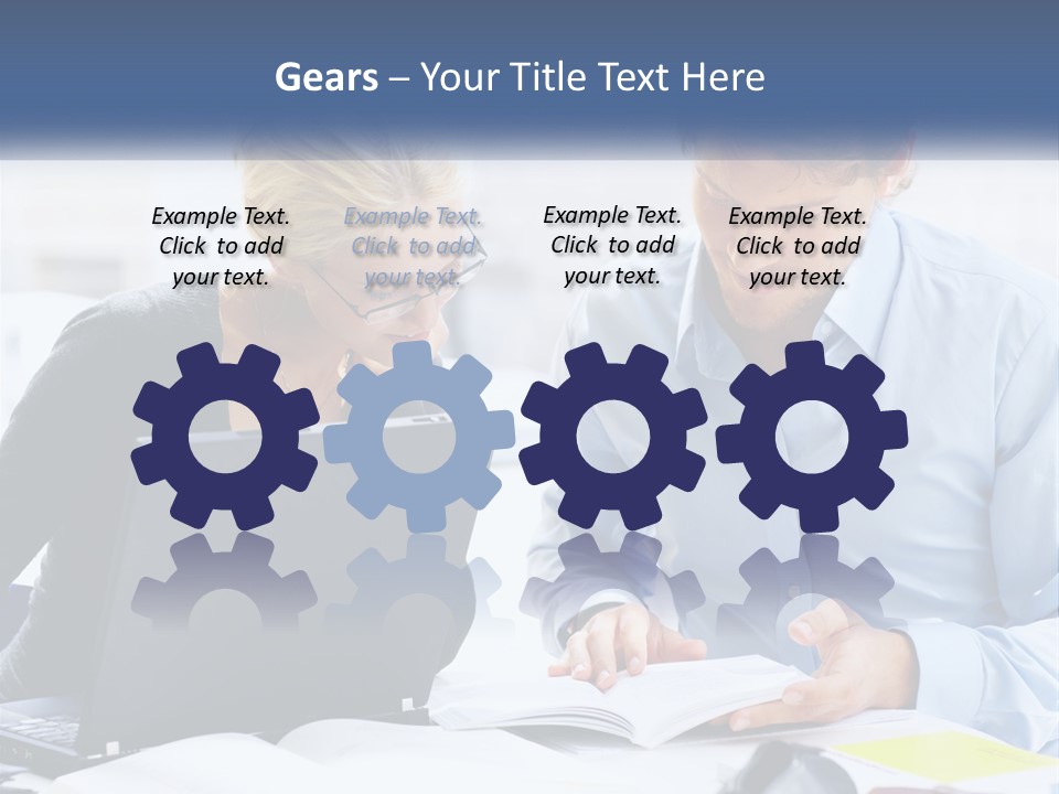 A Man And Woman Looking At A Laptop Screen PowerPoint Template