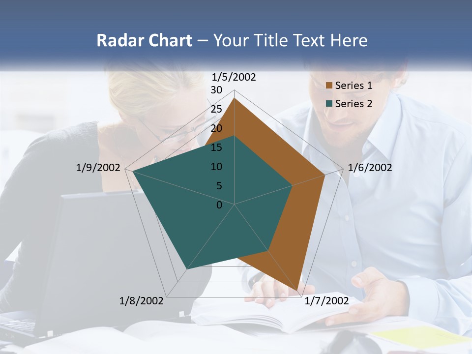 A Man And Woman Looking At A Laptop Screen PowerPoint Template