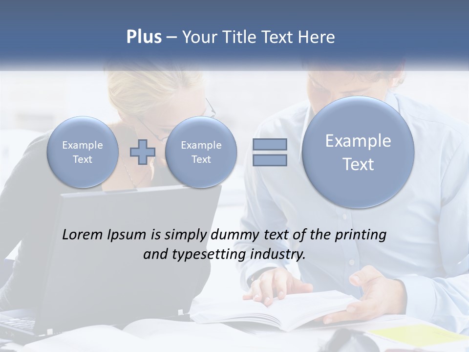 A Man And Woman Looking At A Laptop Screen PowerPoint Template
