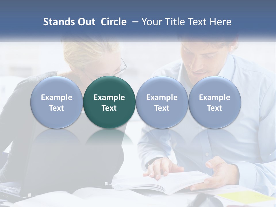 A Man And Woman Looking At A Laptop Screen PowerPoint Template