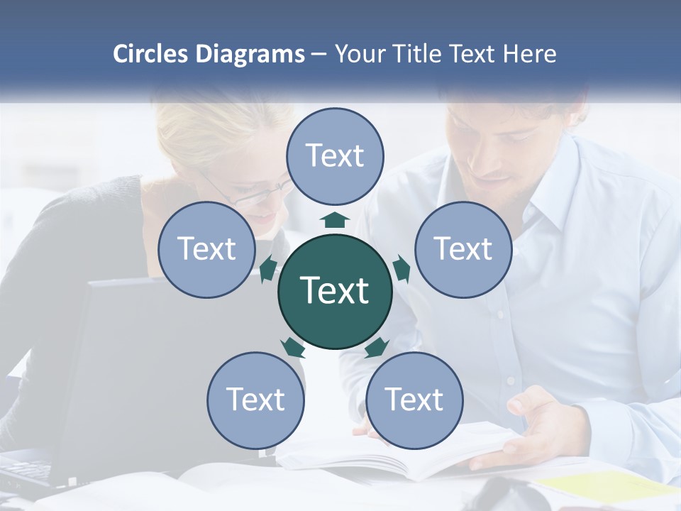 A Man And Woman Looking At A Laptop Screen PowerPoint Template