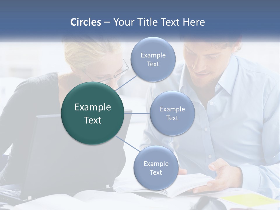 A Man And Woman Looking At A Laptop Screen PowerPoint Template