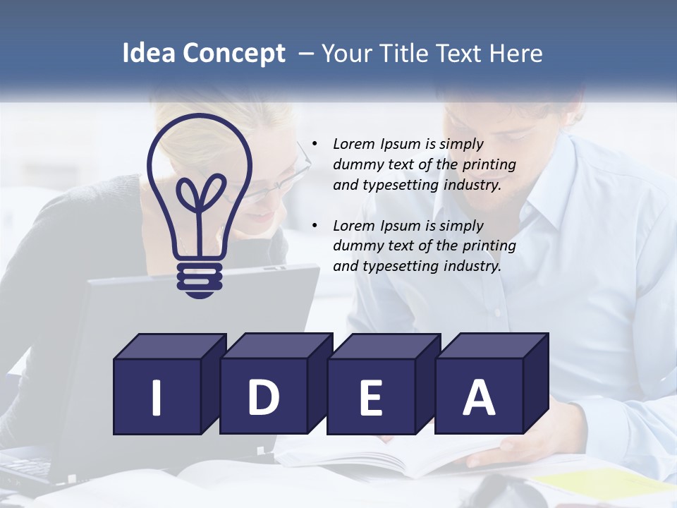 A Man And Woman Looking At A Laptop Screen PowerPoint Template