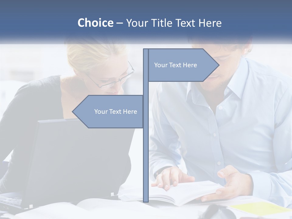 A Man And Woman Looking At A Laptop Screen PowerPoint Template