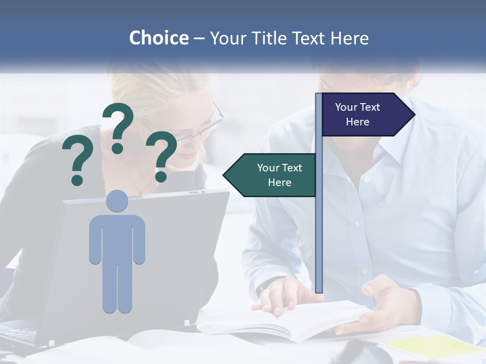 A Man And Woman Looking At A Laptop Screen PowerPoint Template