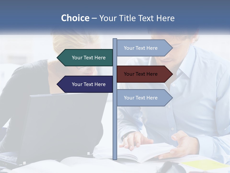 A Man And Woman Looking At A Laptop Screen PowerPoint Template