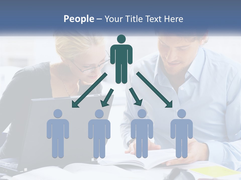 A Man And Woman Looking At A Laptop Screen PowerPoint Template