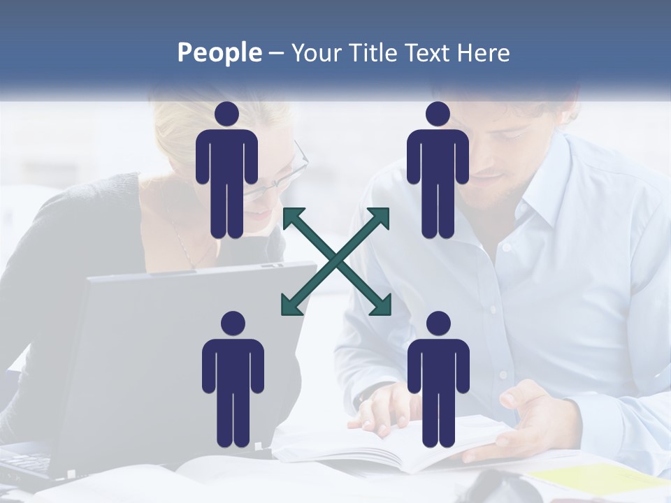 A Man And Woman Looking At A Laptop Screen PowerPoint Template