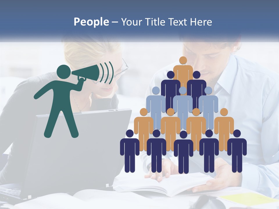 A Man And Woman Looking At A Laptop Screen PowerPoint Template