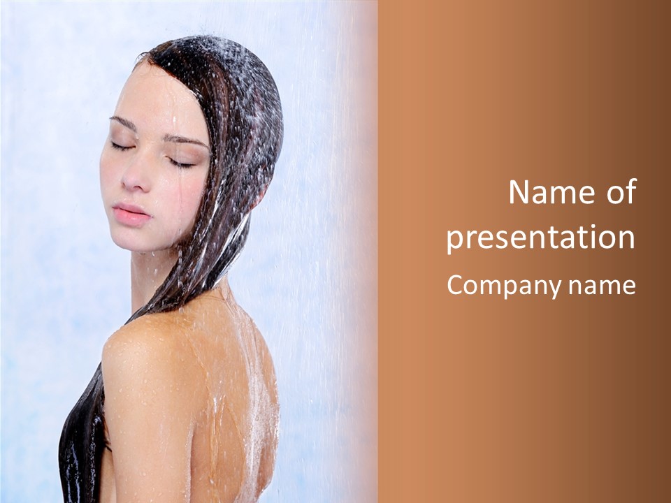 Shampoo Closed Girl PowerPoint Template