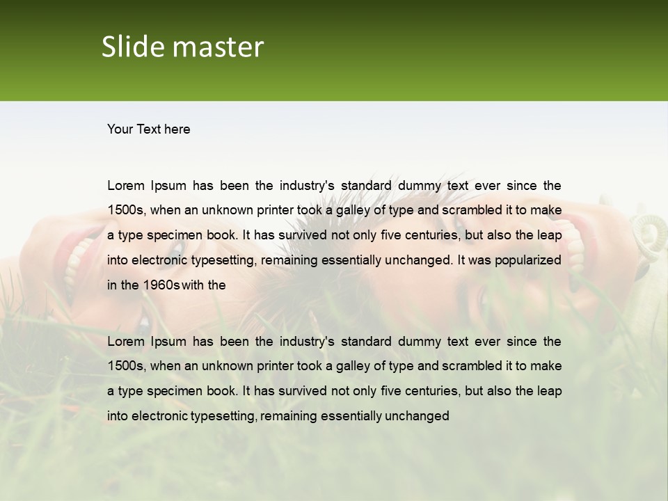 A Couple Of Women Laying On Top Of A Lush Green Field PowerPoint Template