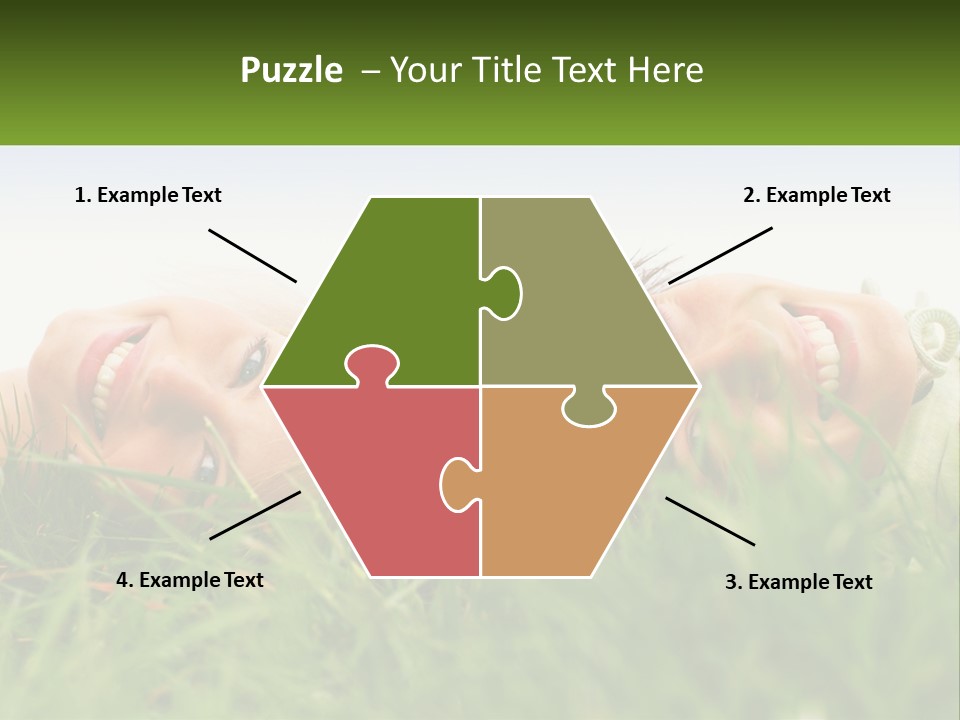 A Couple Of Women Laying On Top Of A Lush Green Field PowerPoint Template