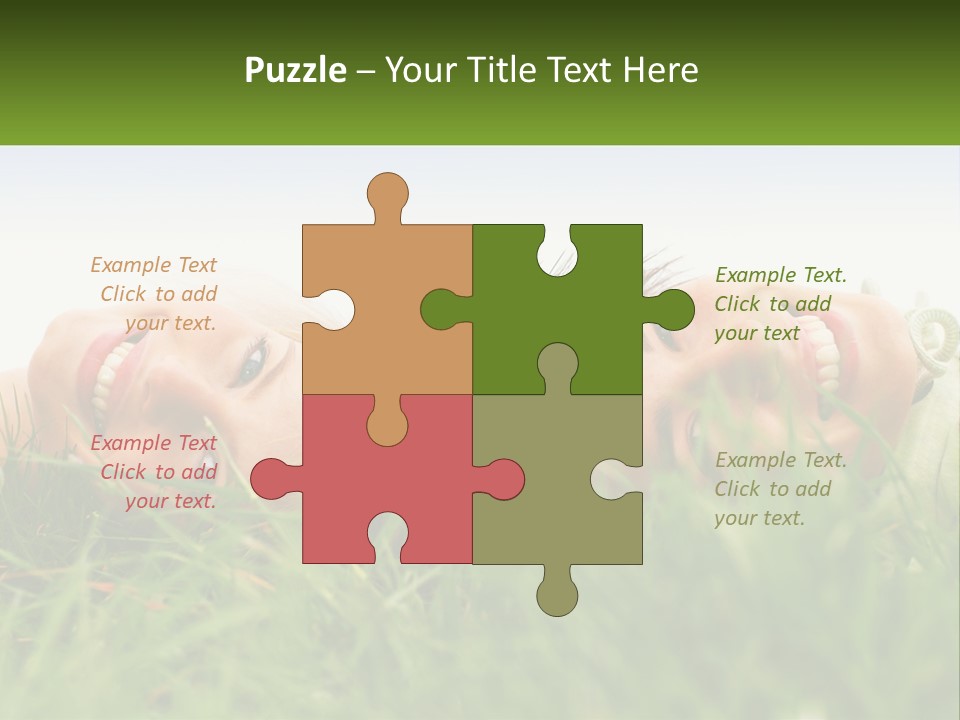 A Couple Of Women Laying On Top Of A Lush Green Field PowerPoint Template