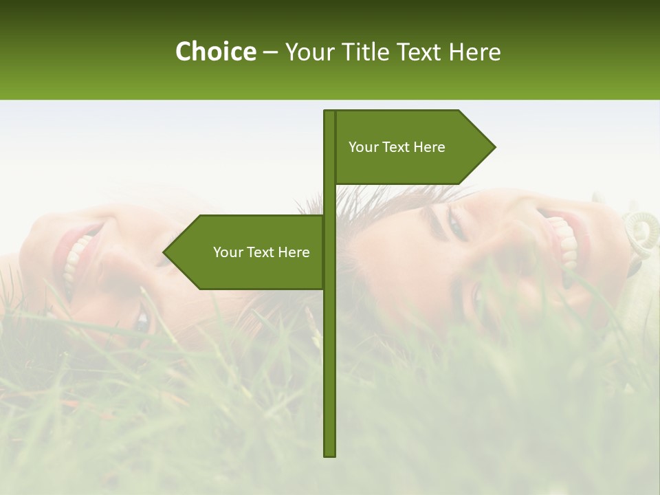 A Couple Of Women Laying On Top Of A Lush Green Field PowerPoint Template