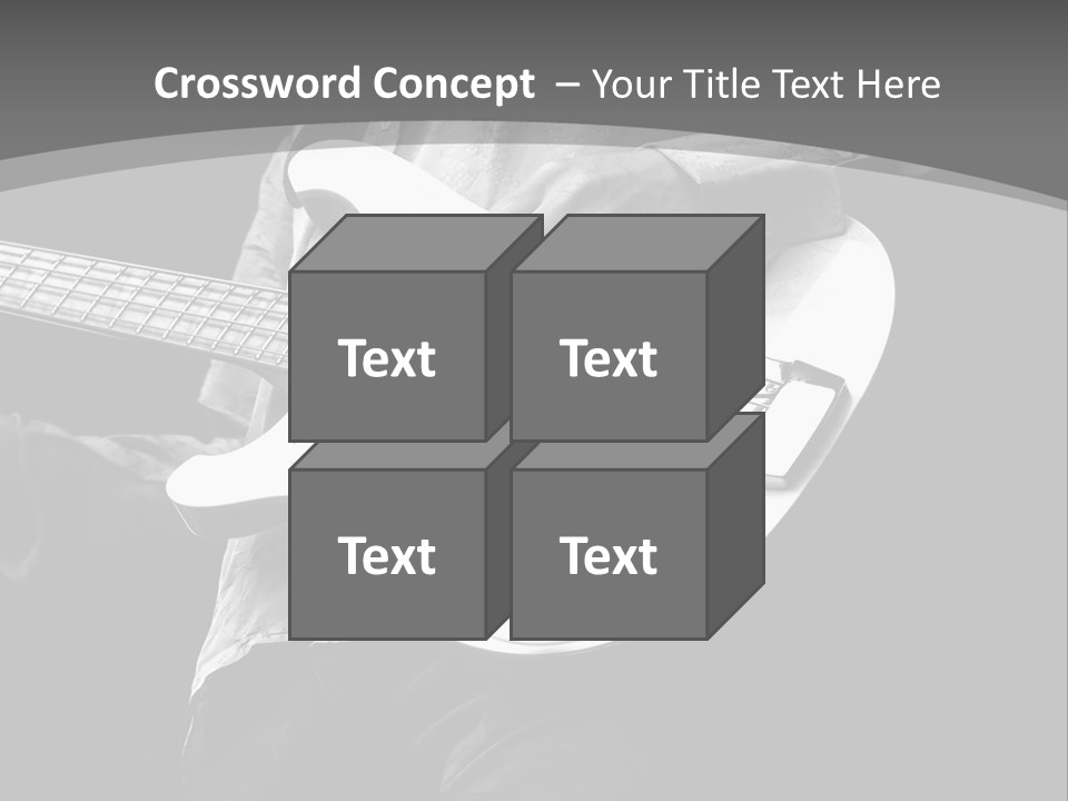 A Black And White Photo Of A Man Playing A Bass Guitar PowerPoint Template