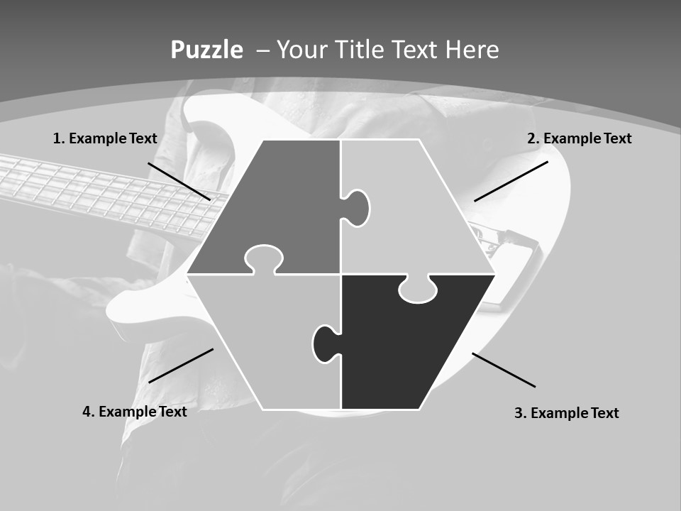 A Black And White Photo Of A Man Playing A Bass Guitar PowerPoint Template