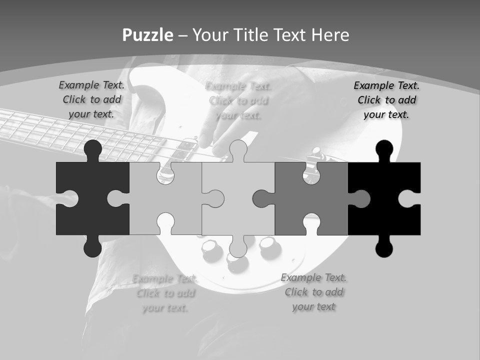 A Black And White Photo Of A Man Playing A Bass Guitar PowerPoint Template