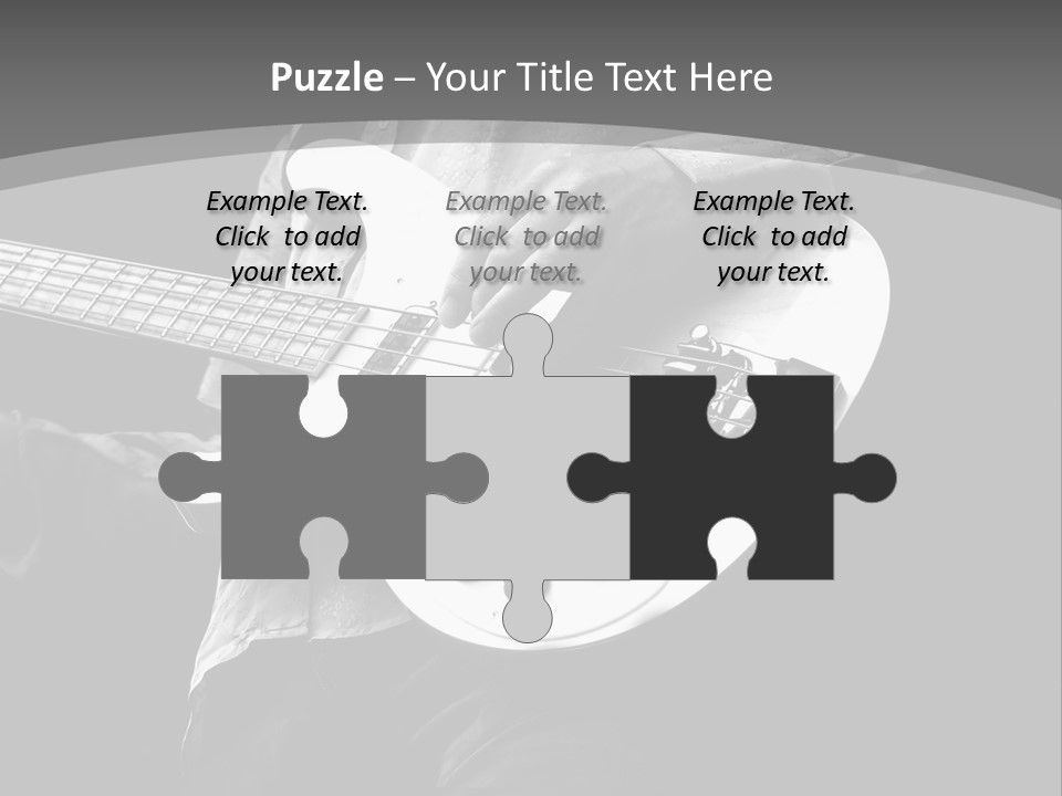 A Black And White Photo Of A Man Playing A Bass Guitar PowerPoint Template