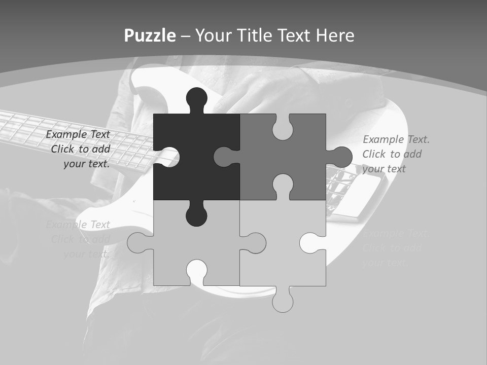 A Black And White Photo Of A Man Playing A Bass Guitar PowerPoint Template