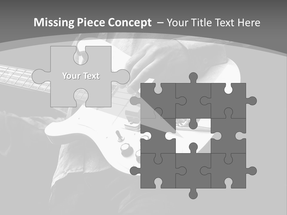 A Black And White Photo Of A Man Playing A Bass Guitar PowerPoint Template