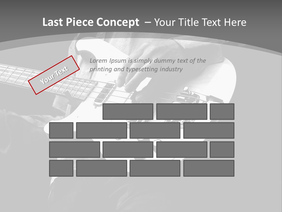 A Black And White Photo Of A Man Playing A Bass Guitar PowerPoint Template