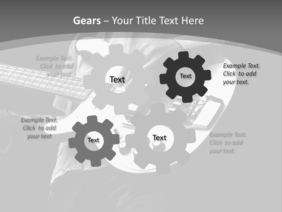 A Black And White Photo Of A Man Playing A Bass Guitar PowerPoint Template