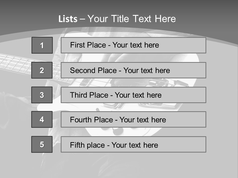A Black And White Photo Of A Man Playing A Bass Guitar PowerPoint Template