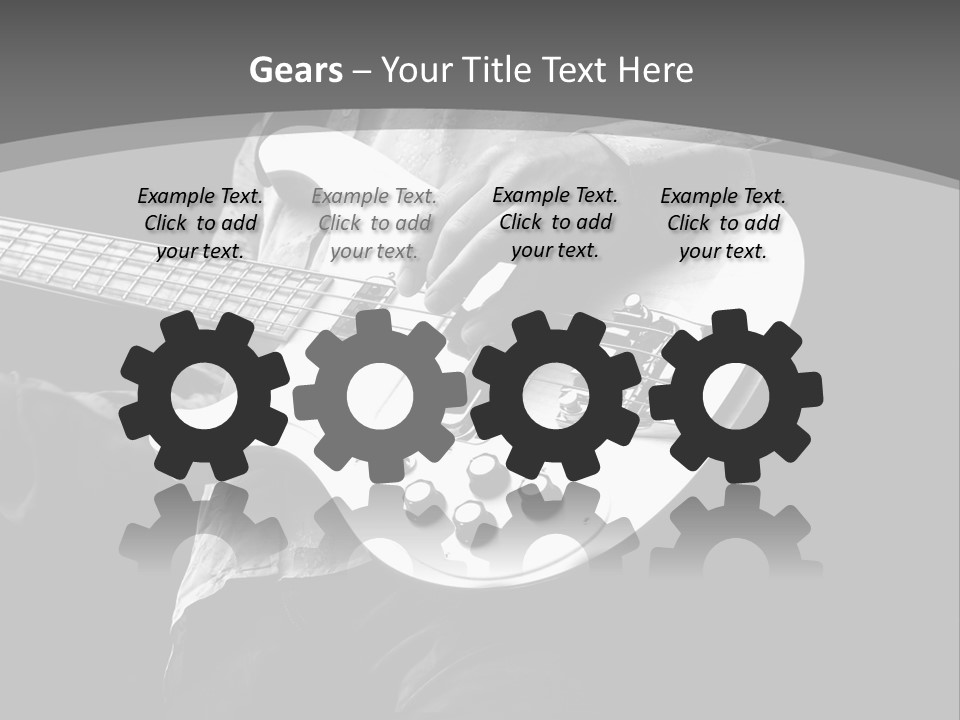 A Black And White Photo Of A Man Playing A Bass Guitar PowerPoint Template