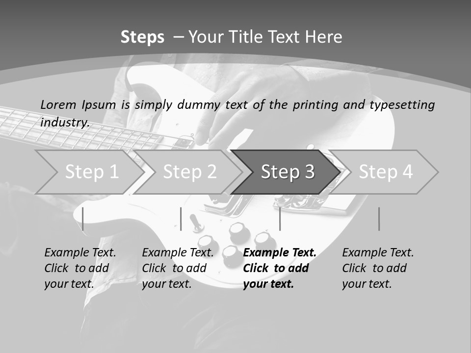 A Black And White Photo Of A Man Playing A Bass Guitar PowerPoint Template